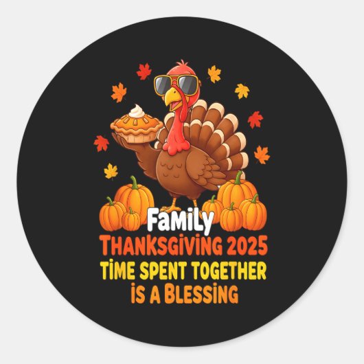 Family Thanksgiving Crew 2025 Funny Turkey Matchin Runder Aufkleber (Vorderseite)