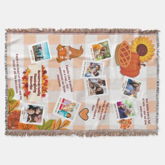 Family Thanksgiving Memories Photo Collage Decke (Vorderseite)