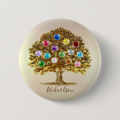Family Tree Birthstone personalized together gift Button (Vorderseite)
