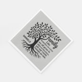 Family Tree Black & Gray Personalized Family Name Serviette (Ecke)