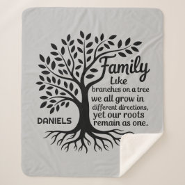Family Tree Black & Gray Personalized Sherpadecke