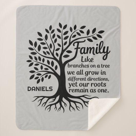 Family Tree Black & Gray Personalized Sherpadecke (Vorderseite)