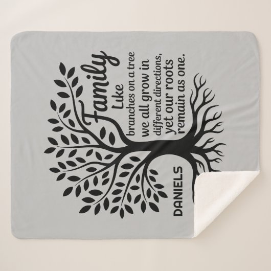 Family Tree Black & Gray Personalized Sherpadecke (Vorderseite (Horizontal))