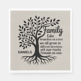 Family Tree Black & Tan Personalized Family Name Serviette