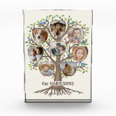 Family Tree Collage 8 Bilder Name Lt Beige Fotoblock (Vorderseite)