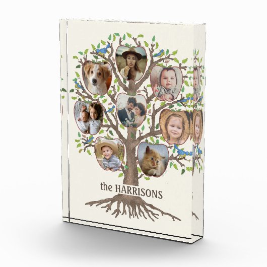 Family Tree Collage 8 Bilder Name Lt Beige Fotoblock (Rechts)