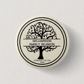 Family Tree Family Wiedersehen Black Modern Zeichn Button (Vorderseite)