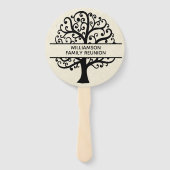 Family Tree Family Wiedersehen Black Modern Zeichn Fächer (Vorderseite)