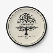 Family Tree Family Wiedersehen Black Modern Zeichn Pappteller (Vorderseite)