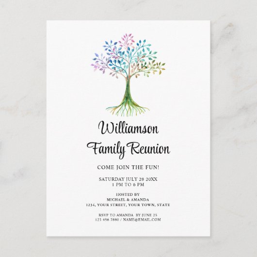 Family Tree Family Wiedersehen Einladungspostkarte (Vorderseite)
