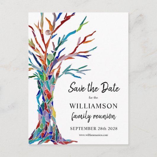 Family Tree Family Wiedersehen Save the Date Ankündigungspostkarte (Vorderseite)