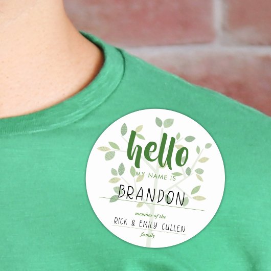 Family Tree HELLO MEIN NAME IST Runder Aufkleber