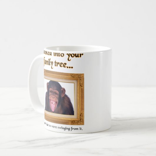 Family Tree Monkey Funny Mug Spaß Kaffeetasse (Vorderseite Links)