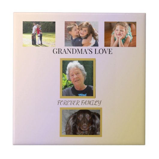 Family Tribute with Pet Photo Fliese (Vorderseite)