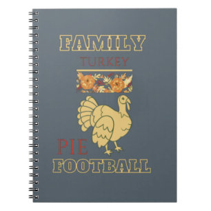 Family Turkey Pie Erntedank Football Outfit Notizblock