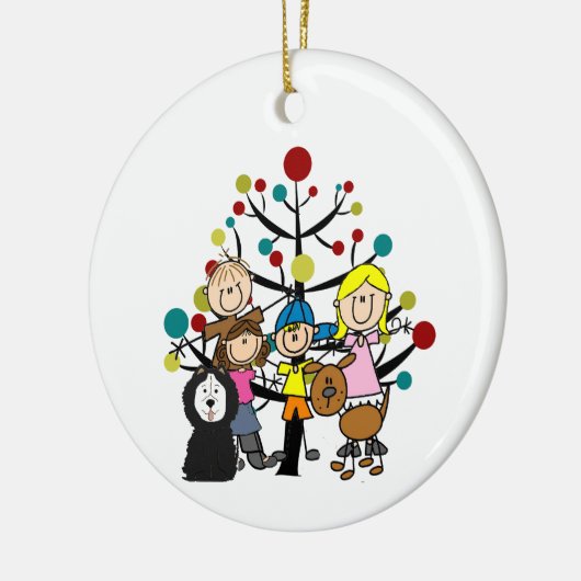Family Two Dogs with Tree Keramik Ornament (Links)