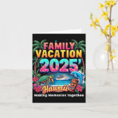 Family Vacation 2025 Vintage Hawaii Summer Matchin Karte (Gelbe Blume)