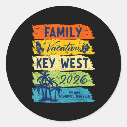 Family Vacation 2026 Key West Matching Summer Vaca Runder Aufkleber (Vorderseite)
