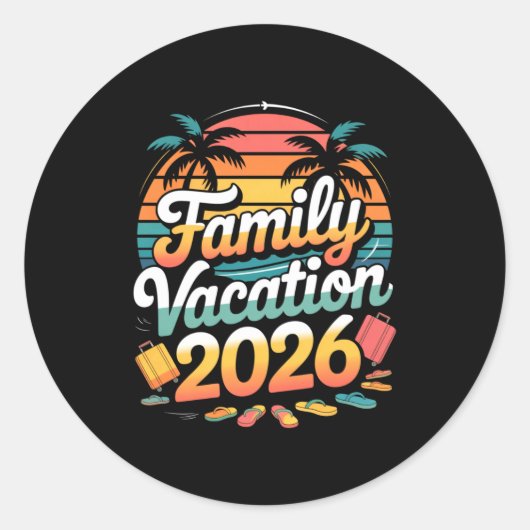 Family Vacation 2026 Sunset Travel Crew Long Sleev Runder Aufkleber (Vorderseite)