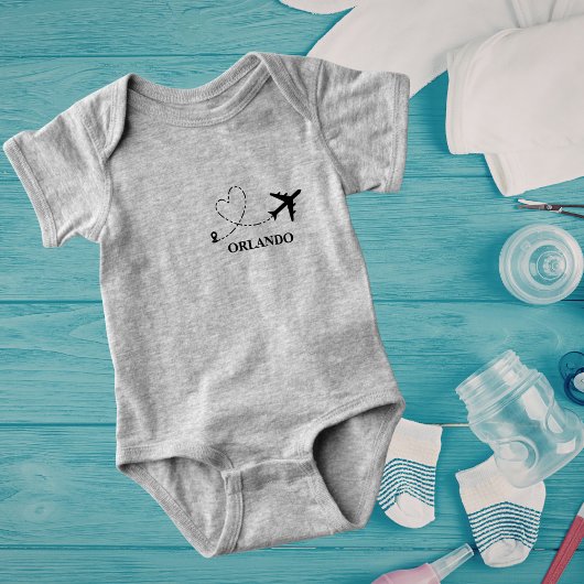 Family Vacation Airplane & Custom Travel Location Baby Strampler