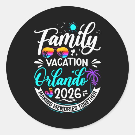 Family Vacation Orlando 2026 Matching Summer Vacat Runder Aufkleber (Vorderseite)