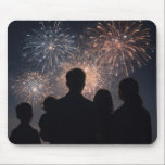 Family Watching Fireworks Display Mousepad<br><div class="desc">A family silhouette stands against a vibrant backdrop of fireworks,  creating a magical and festive atmosphere in the night sky</div>