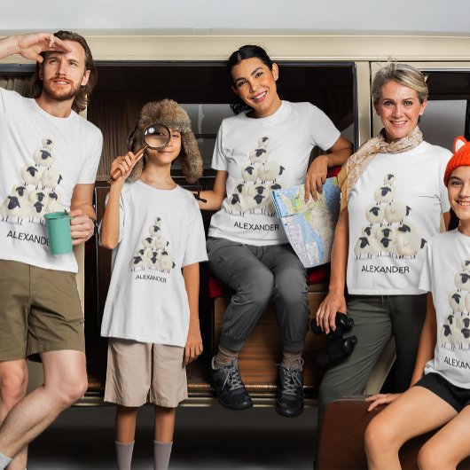 Family Wiedersehen Ansammlung Fun Sheep Black Name T-Shirt