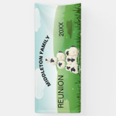 Family Wiedersehen Ansammlung Spaß Schafe Schwarz- Banner (Vertikal)