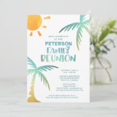 Family Wiedersehen Beach Palm Tree Einladung (Stehend Vorderseite)