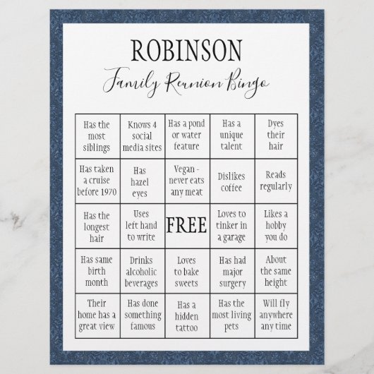 Family Wiedersehen Bingo Game #3 (Vorderseite)