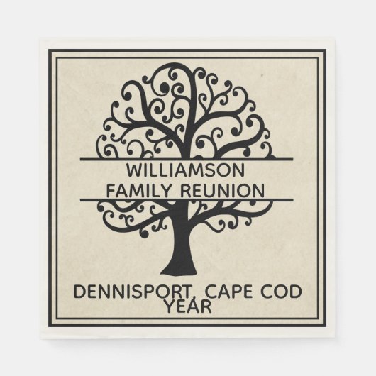Family Wiedersehen Black Family Tree Moderner Zeic Serviette (Vorderseite)