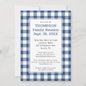 Family Wiedersehen Blue White Buffalo Karo Party Einladung (Vorderseite)