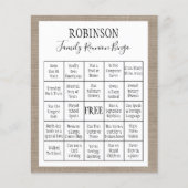 Family Wiedersehen Burlap Bingo Game Flyer (Vorne)