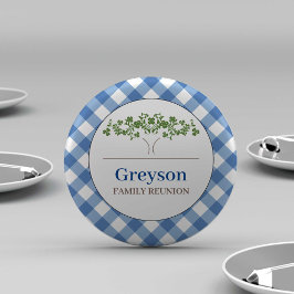 Family Wiedersehen Buttons Blue Gingham Theme