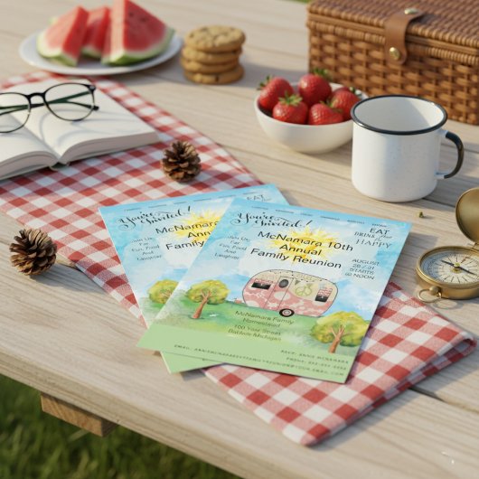 Family Wiedersehen Camping Weekend Einladung