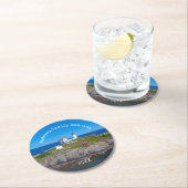 Family Wiedersehen Date Maine Nubble Lighthouse Runder Pappuntersetzer (Vor Ort)