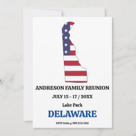 Family Wiedersehen 🎉 DELAWARE Staat Map USA Flag Einladung