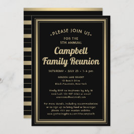 Family Wiedersehen Elegante Black and Gold Borded Einladung