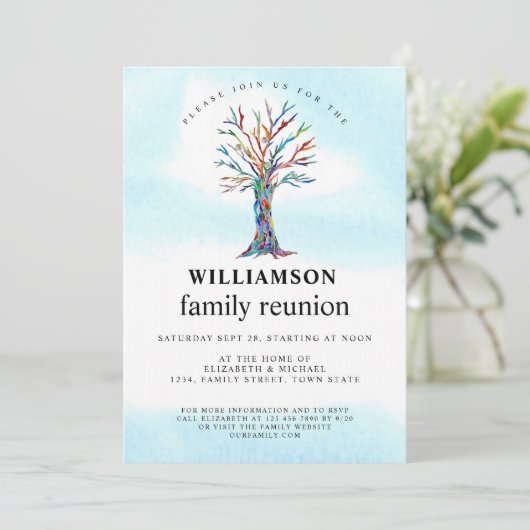 Family Wiedersehen Family Tree Einladung (Stehend Vorderseite)