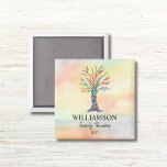 Family Wiedersehen Family Tree Magnet<br><div class="desc">Diese farbenfrohen Familienzmagnete sind mit einem Mosaikbaum in den Farben des Regenbogens auf einem Aquarellboden dekoriert. Passen Sie sie mit Ihrem Familiennamen und dem Jahr an. Verwenden Sie die Option Weitere anpassen, um die Textgröße, den Stil oder die Farbe zu ändern, wenn Sie möchten. Weil wir unsere eigenen Kunstwerke erstellen,...</div>