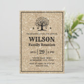 Family Wiedersehen Family Tree Moderner Gold Glitz Einladung (Stehend Vorderseite)