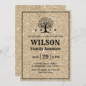 Family Wiedersehen Family Tree Moderner Gold Glitz Einladung (Vorne/Hinten)