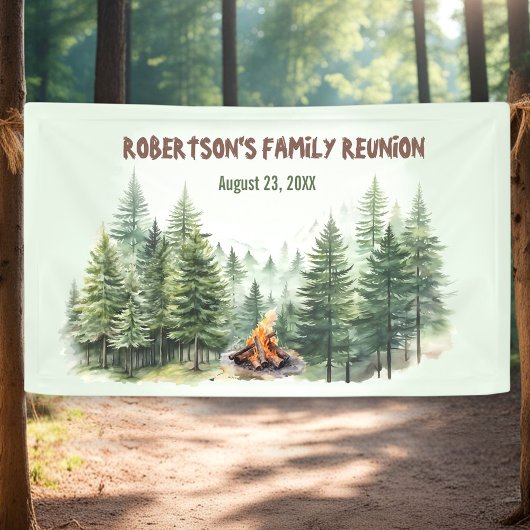 Family Wiedersehen Forest Campfire Green Banner
