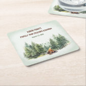 Family Wiedersehen Forest Campfire Green Rechteckiger Pappuntersetzer (angewinkelt)