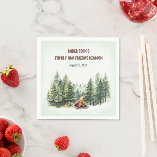 Family Wiedersehen Forest Campfire Green Serviette (Beispiel)