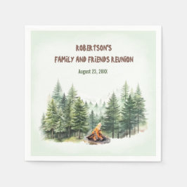Family Wiedersehen Forest Campfire Green Serviette
