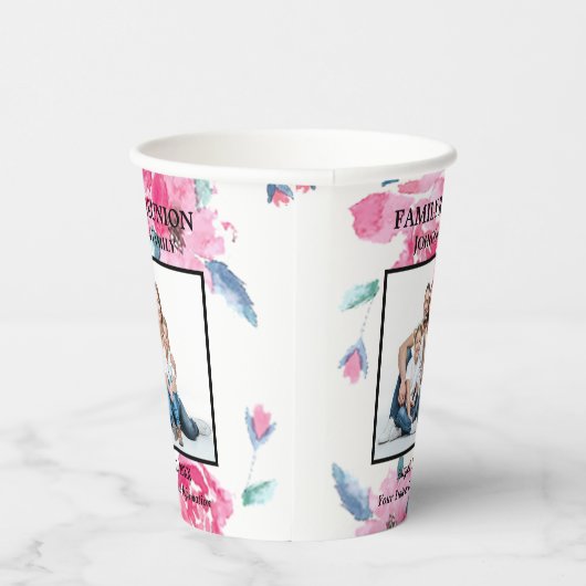 Family Wiedersehen Foto Floral Personalisieren Pappbecher (Rechts)