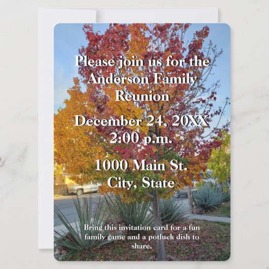 Family Wiedersehen Foto Game Colorful Fall Tree (Rückseite)