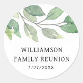 Family Wiedersehen Greenery Personalisiert Runder Aufkleber (Vorderseite)