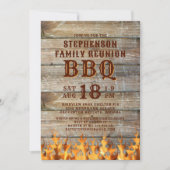 Family Wiedersehen GRILLEN Rustic Wood Einladung (Vorderseite)
